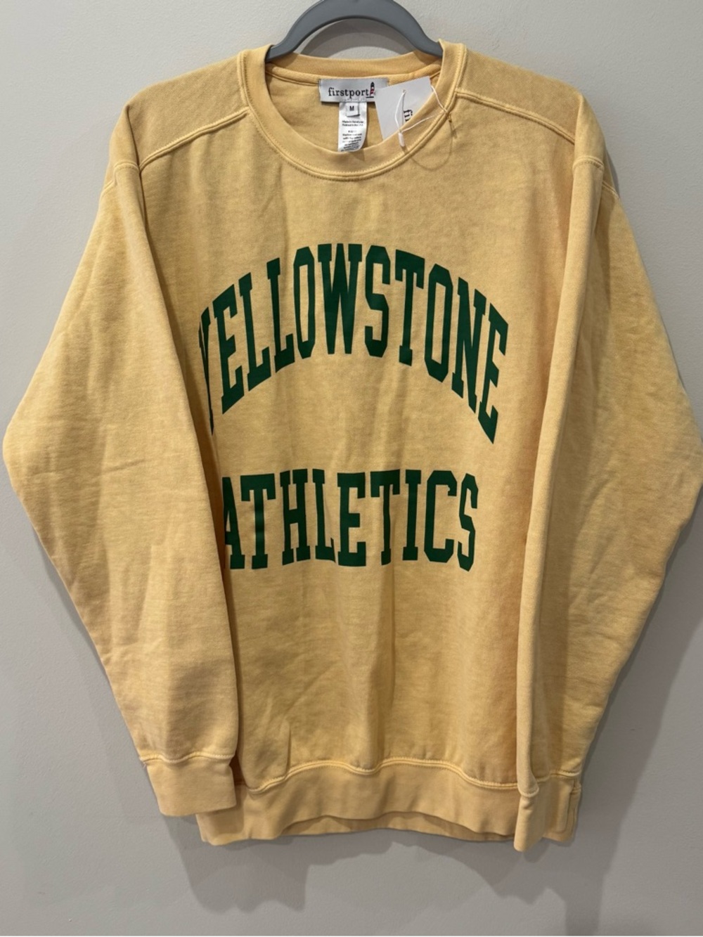 New! Firstport Size Medium Sweatshirt Yellowstone Athletics Butter Yellow